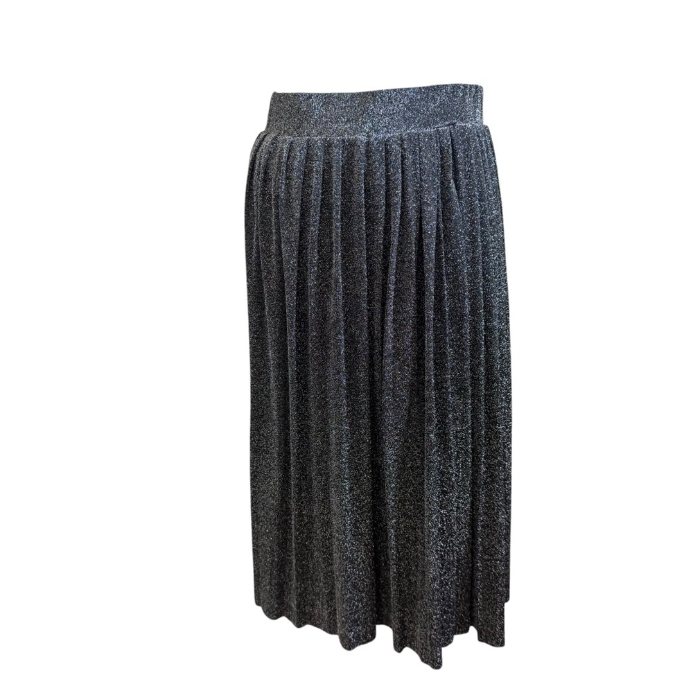 Women's Metrowear Pleated Skirt Size M Black Silver